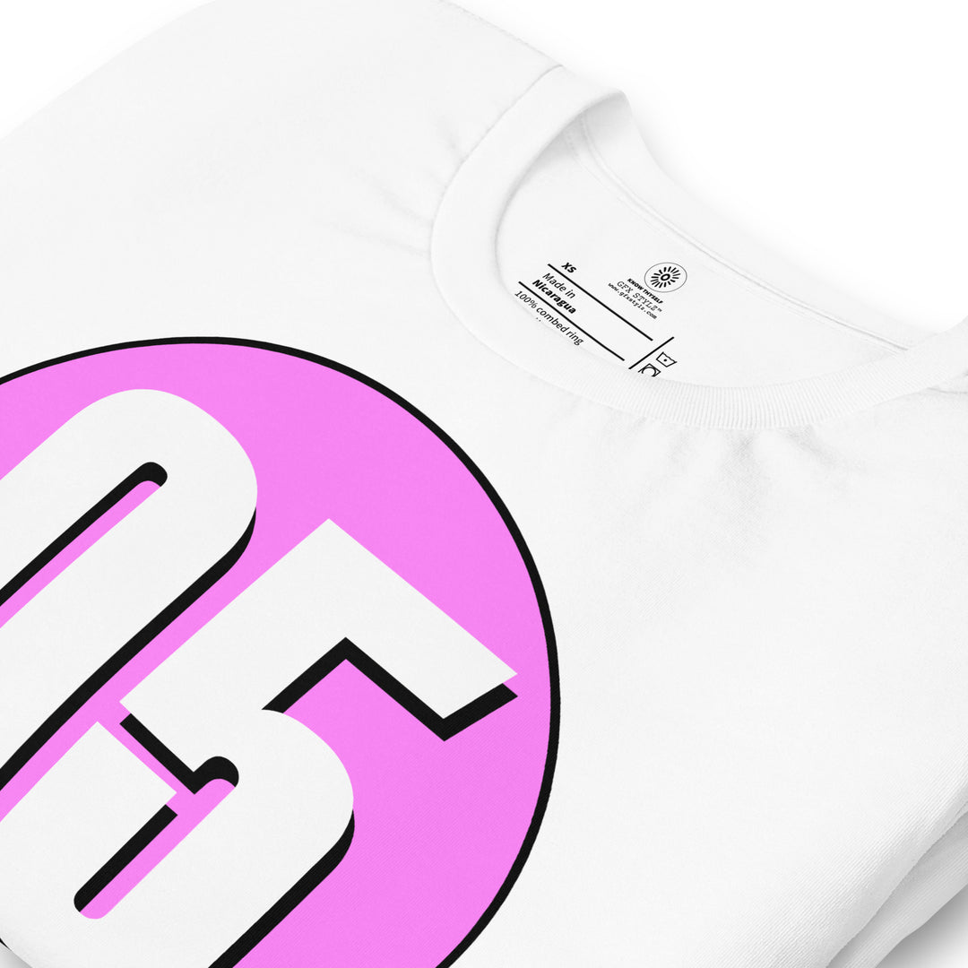 Unisex t-shirt: White on Pink 05