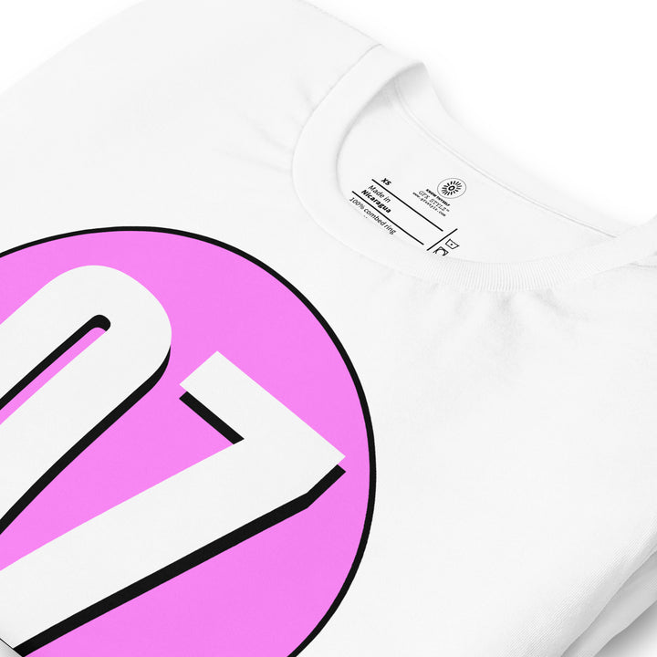 Unisex t-shirt: White on Pink 07