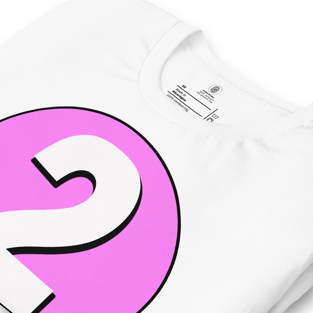 Unisex t-shirt: White on Pink 2