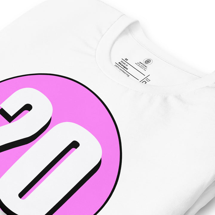 Unisex t-shirt: White on Pink 20