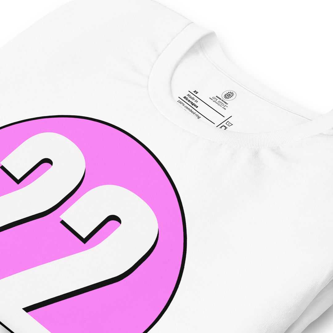 Unisex t-shirt: White on Pink 22