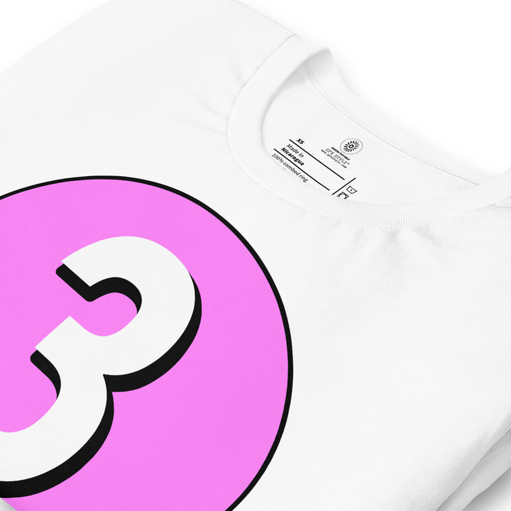 Unisex t-shirt: White on Pink 3