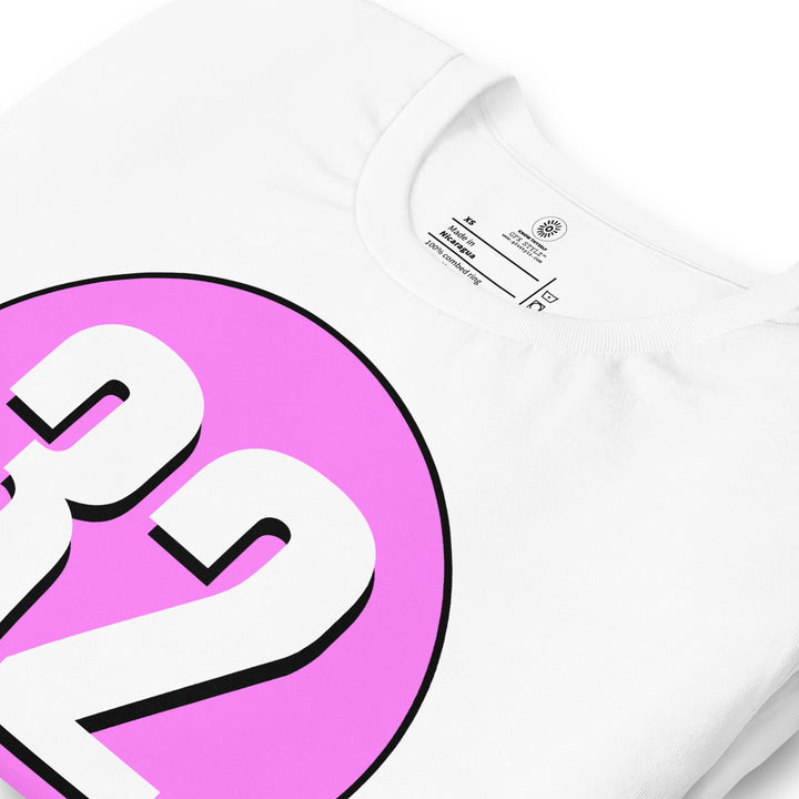 Unisex t-shirt: White on Pink 32