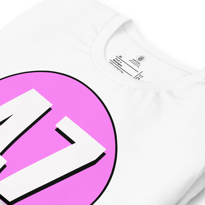 Unisex t-shirt: White on Pink 47