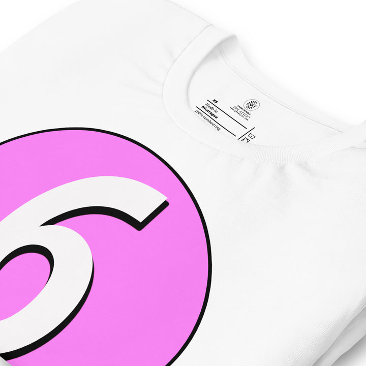 Unisex t-shirt: White on Pink 6