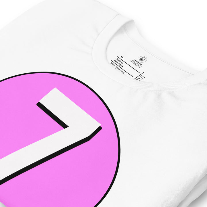 Unisex t-shirt: White on Pink 7