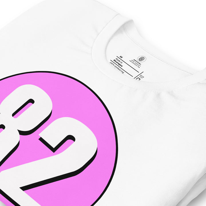 Unisex t-shirt: White on Pink 82