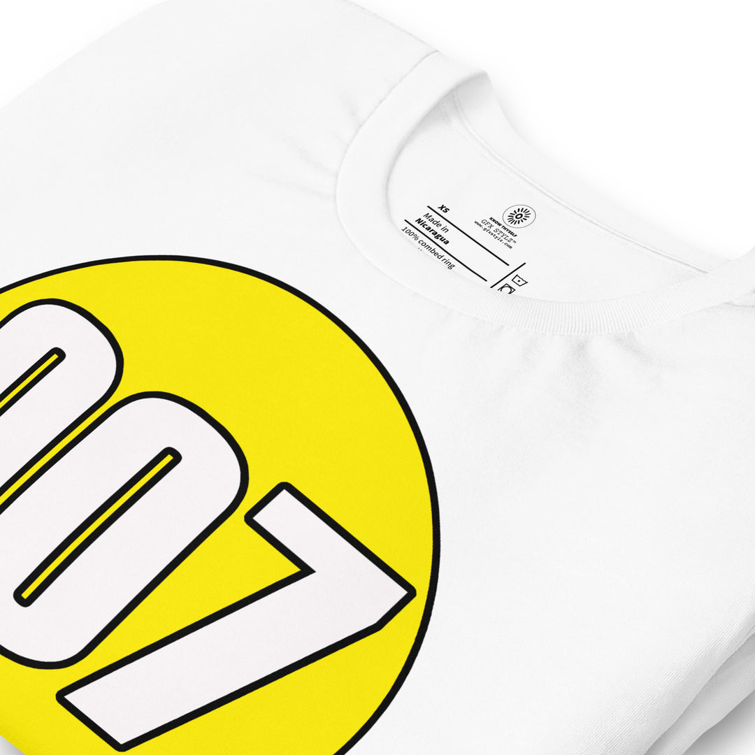 Unisex t-shirt: White on Yellow 007