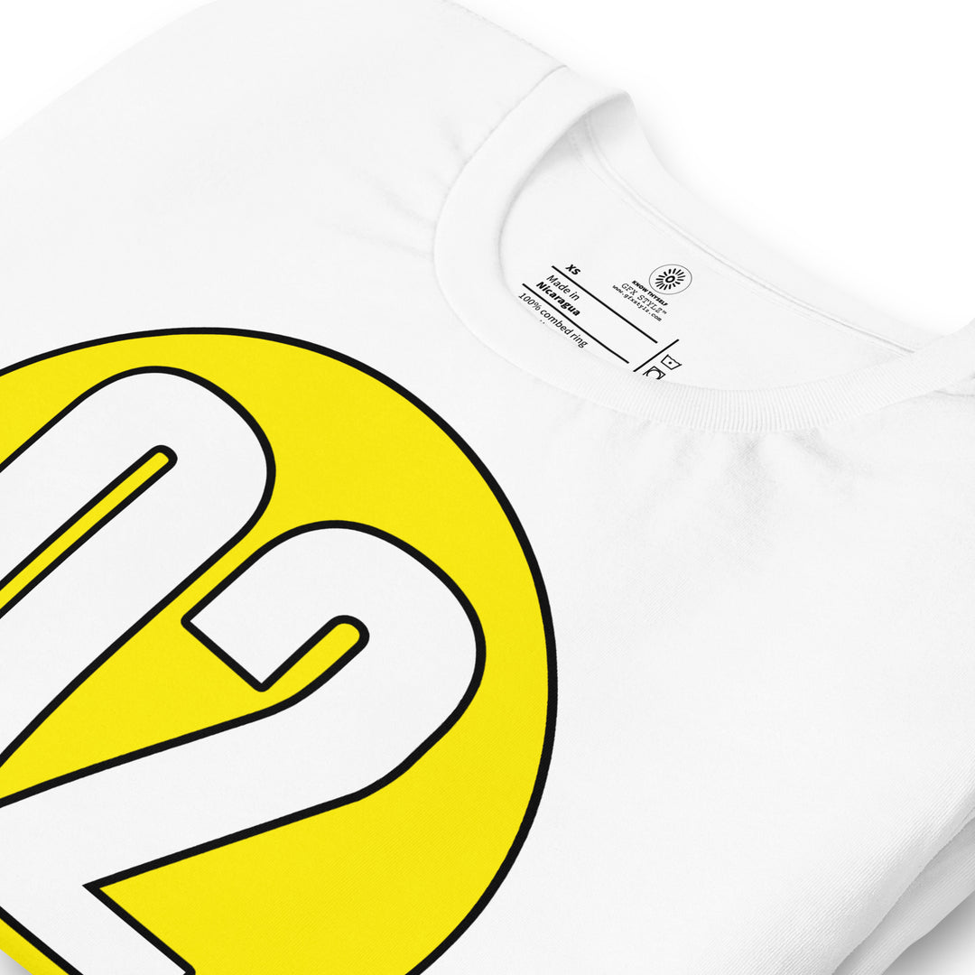 Unisex t-shirt: White on Yellow 02