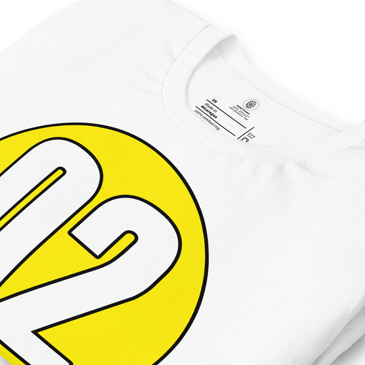 Unisex t-shirt: White on Yellow 02