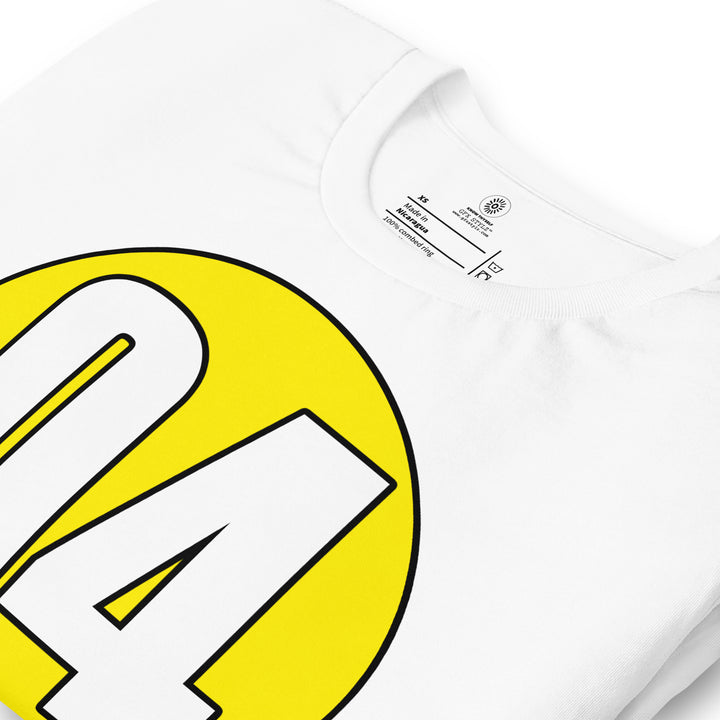 Unisex t-shirt: White on Yellow 04