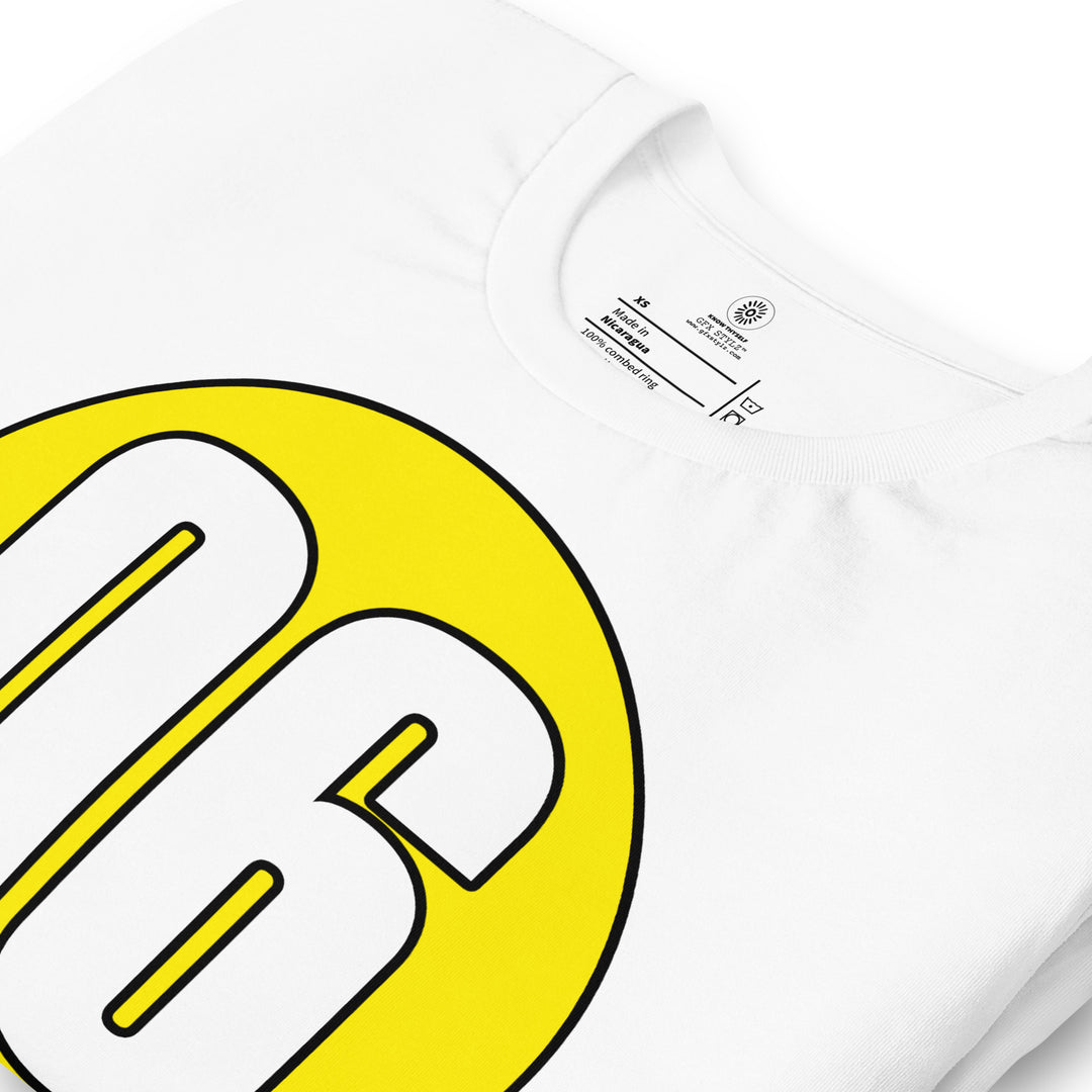 Unisex t-shirt: White on Yellow 06