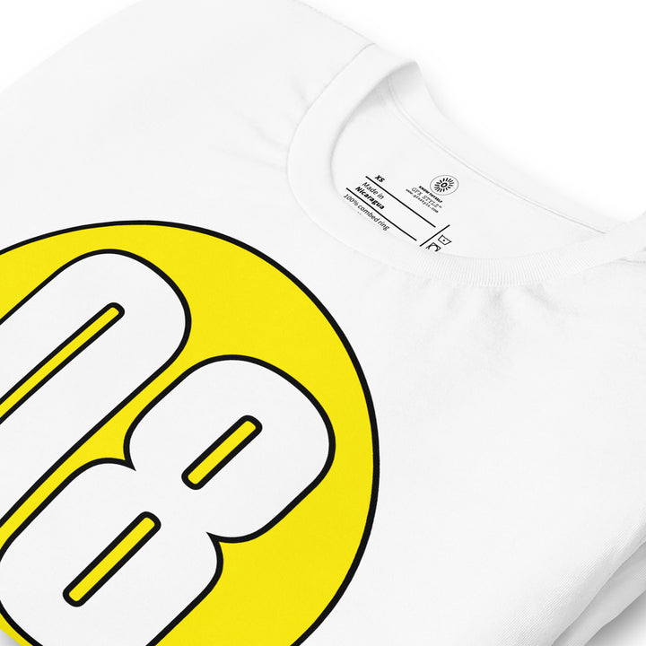 Unisex t-shirt: White on Yellow 08