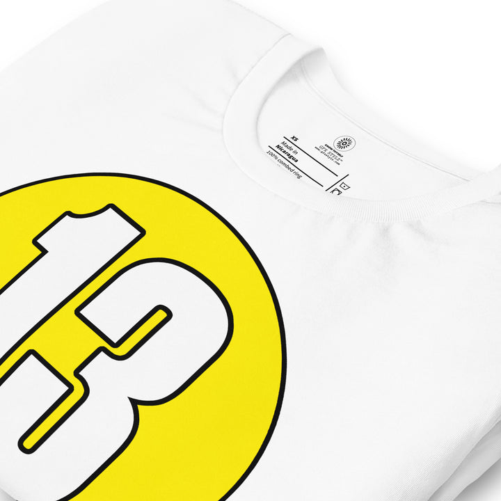 Unisex t-shirt: White on Yellow 13