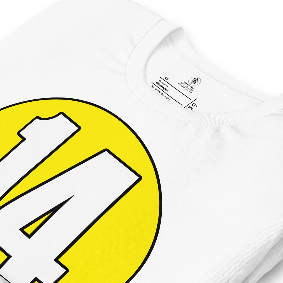 Unisex t-shirt: White on Yellow 14