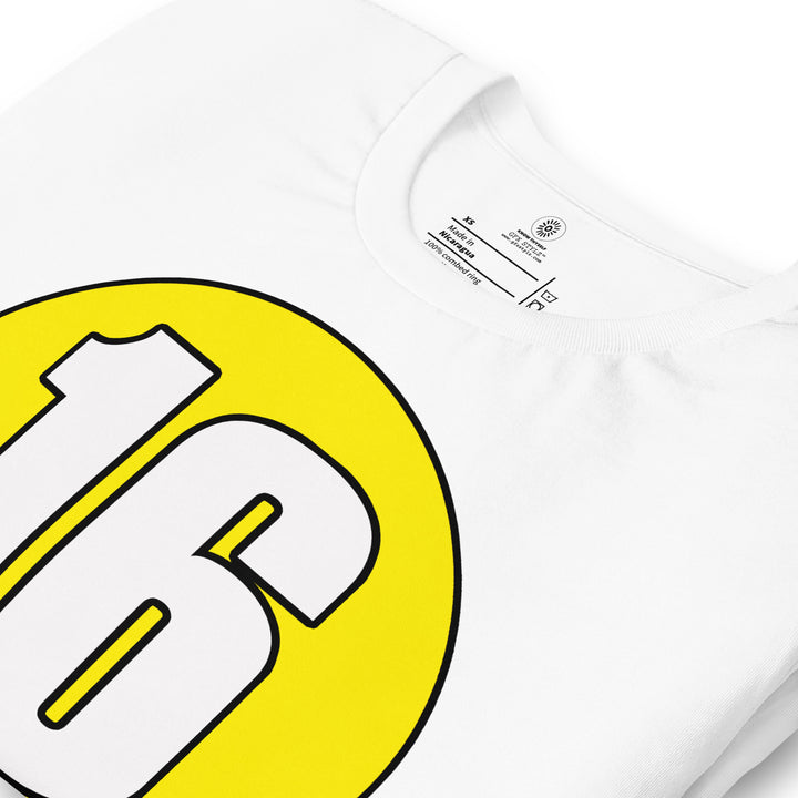 Unisex t-shirt: White on Yellow 16