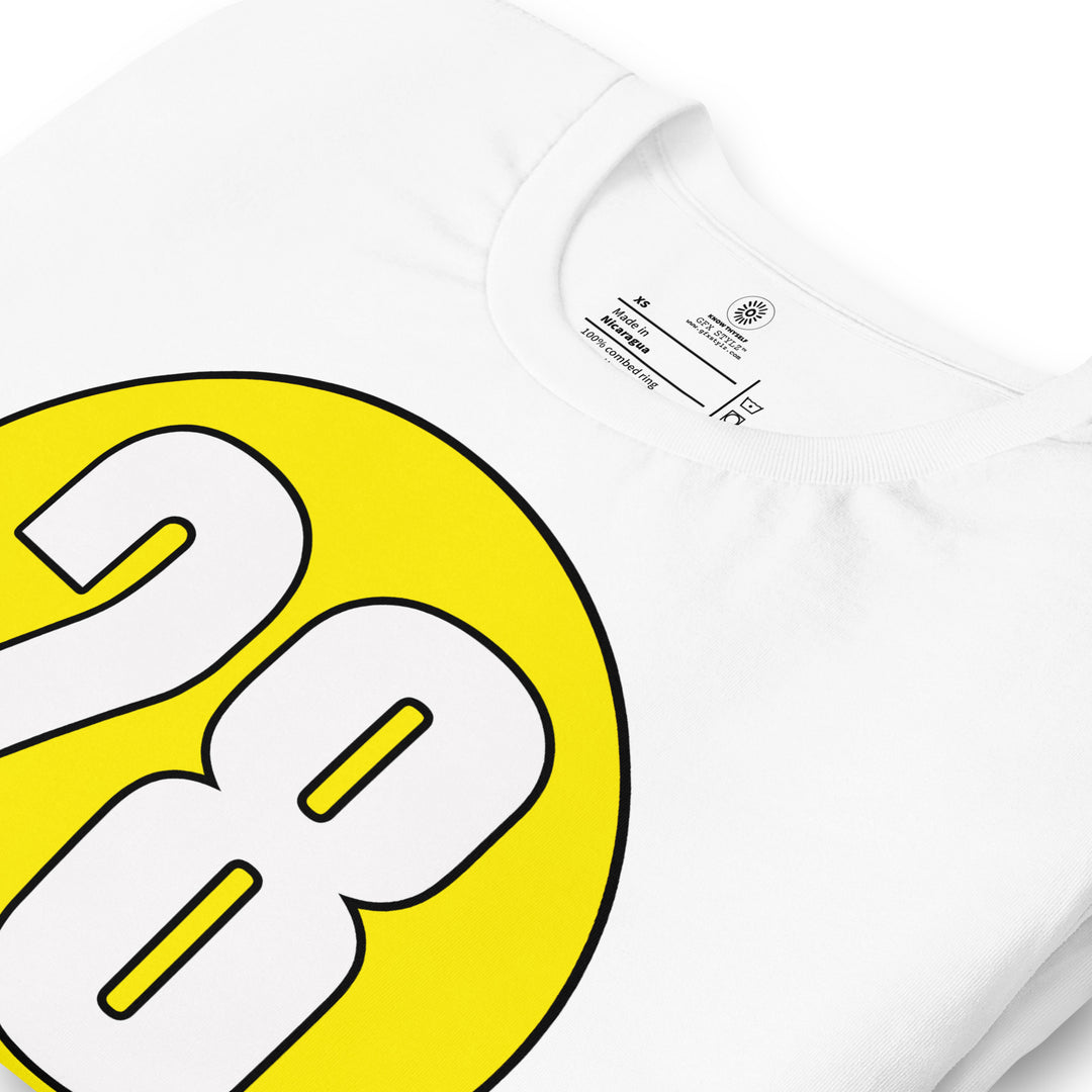 Unisex t-shirt: White on Yellow 28