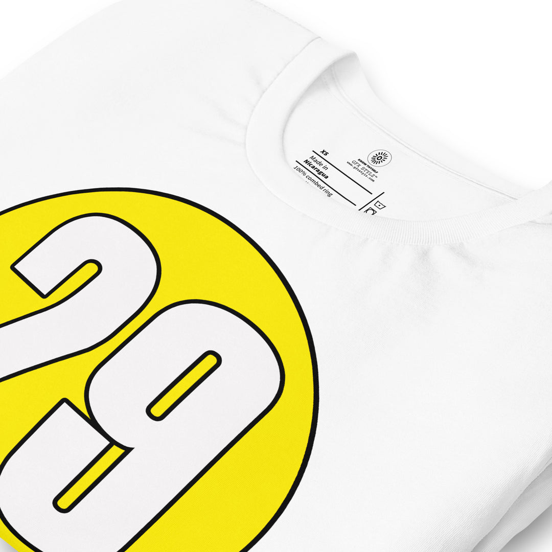 Unisex t-shirt: White on Yellow 29