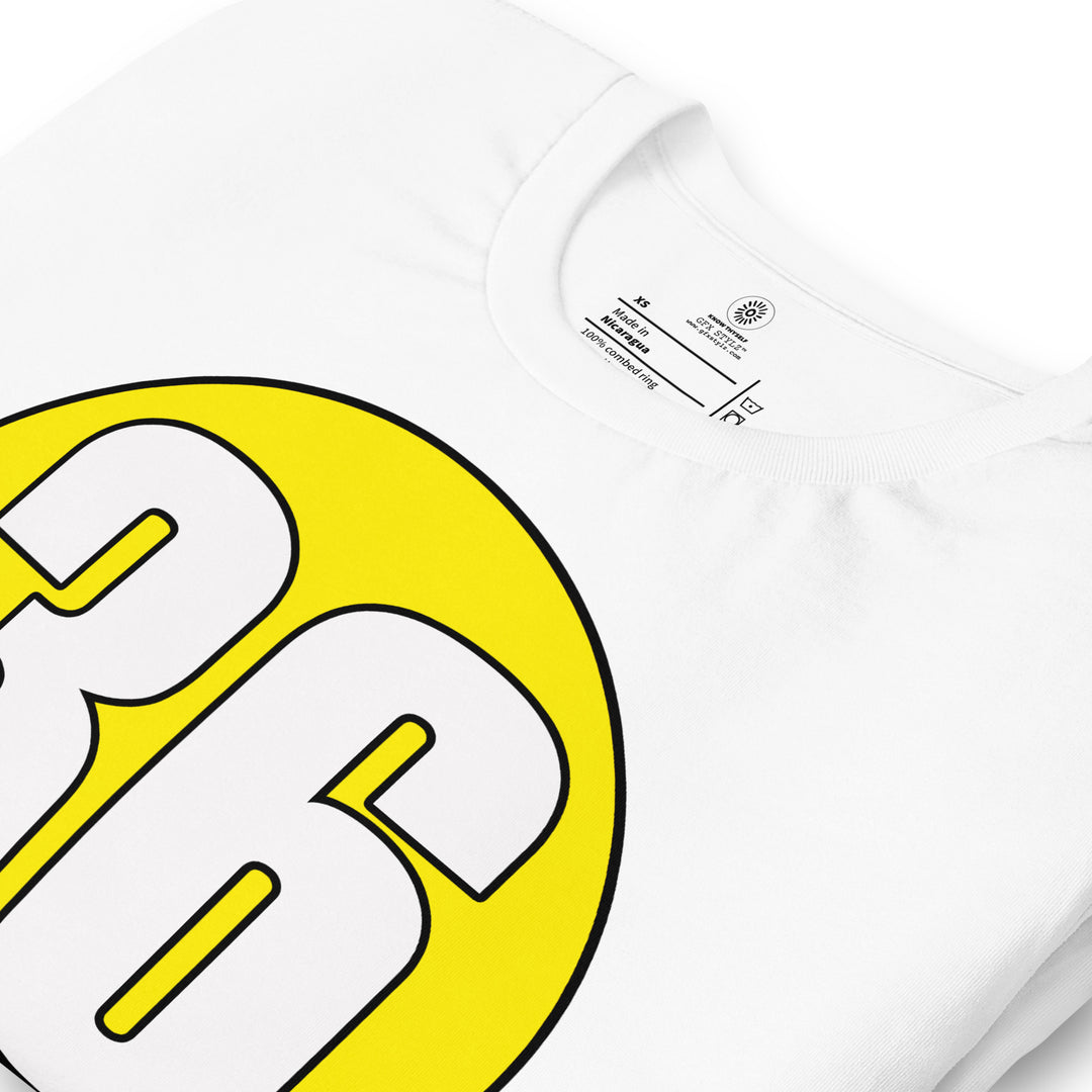 Unisex t-shirt: White on Yellow 36