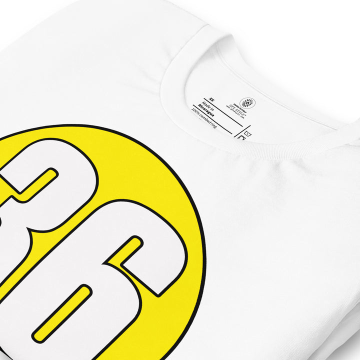 Unisex t-shirt: White on Yellow 36