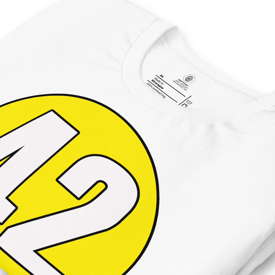 Unisex t-shirt: White on Yellow 42