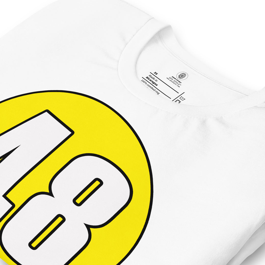 Unisex t-shirt: White on Yellow 48