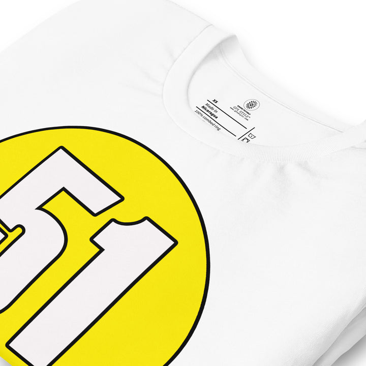 Unisex t-shirt: White on Yellow 51