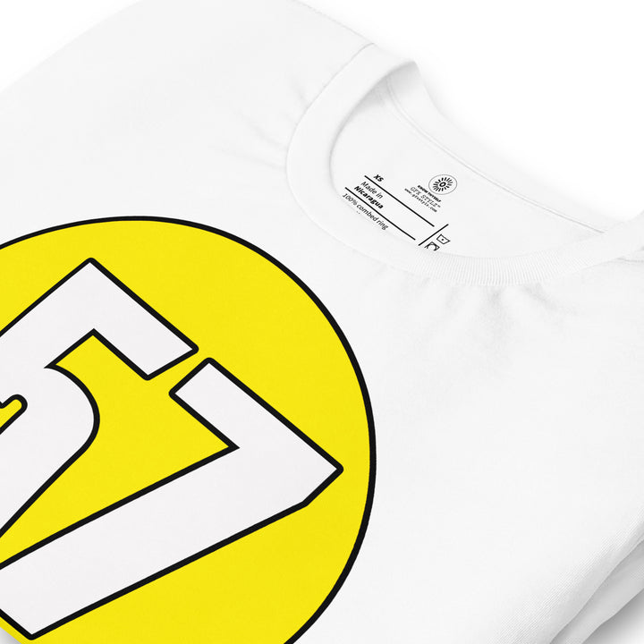 Unisex t-shirt: White on Yellow 57