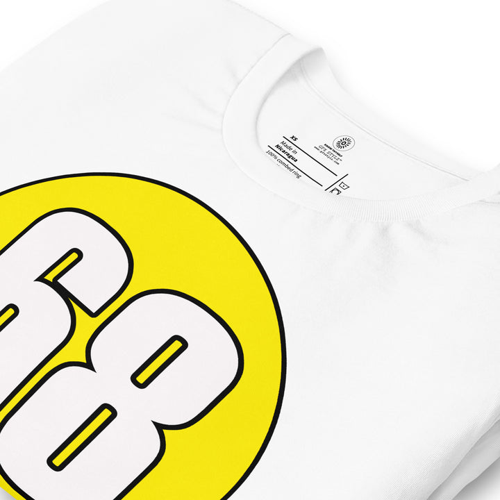 Unisex t-shirt: White on Yellow 68