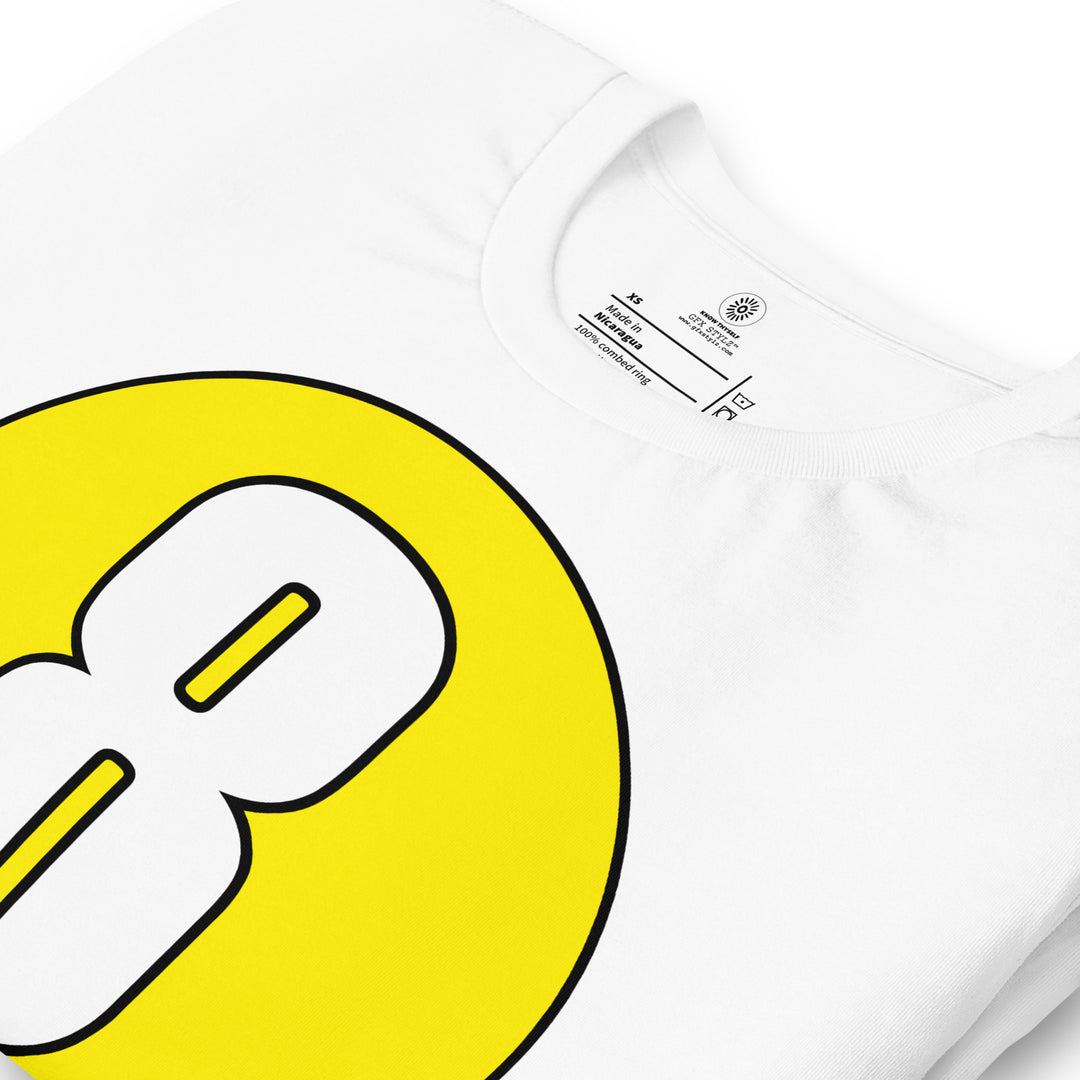 Unisex t-shirt: White on Yellow 8