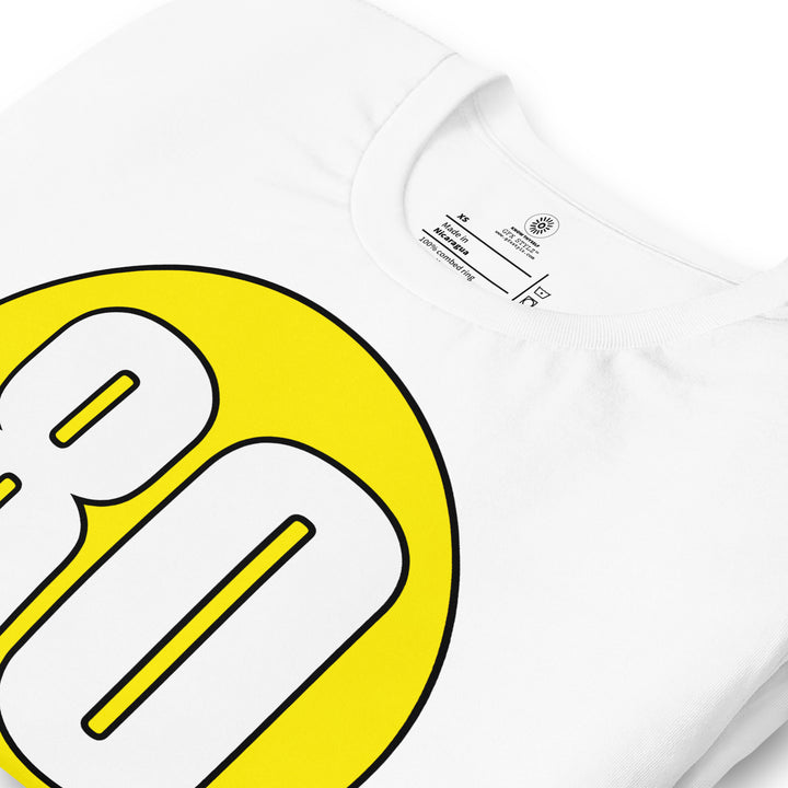 Unisex t-shirt: White on Yellow 80