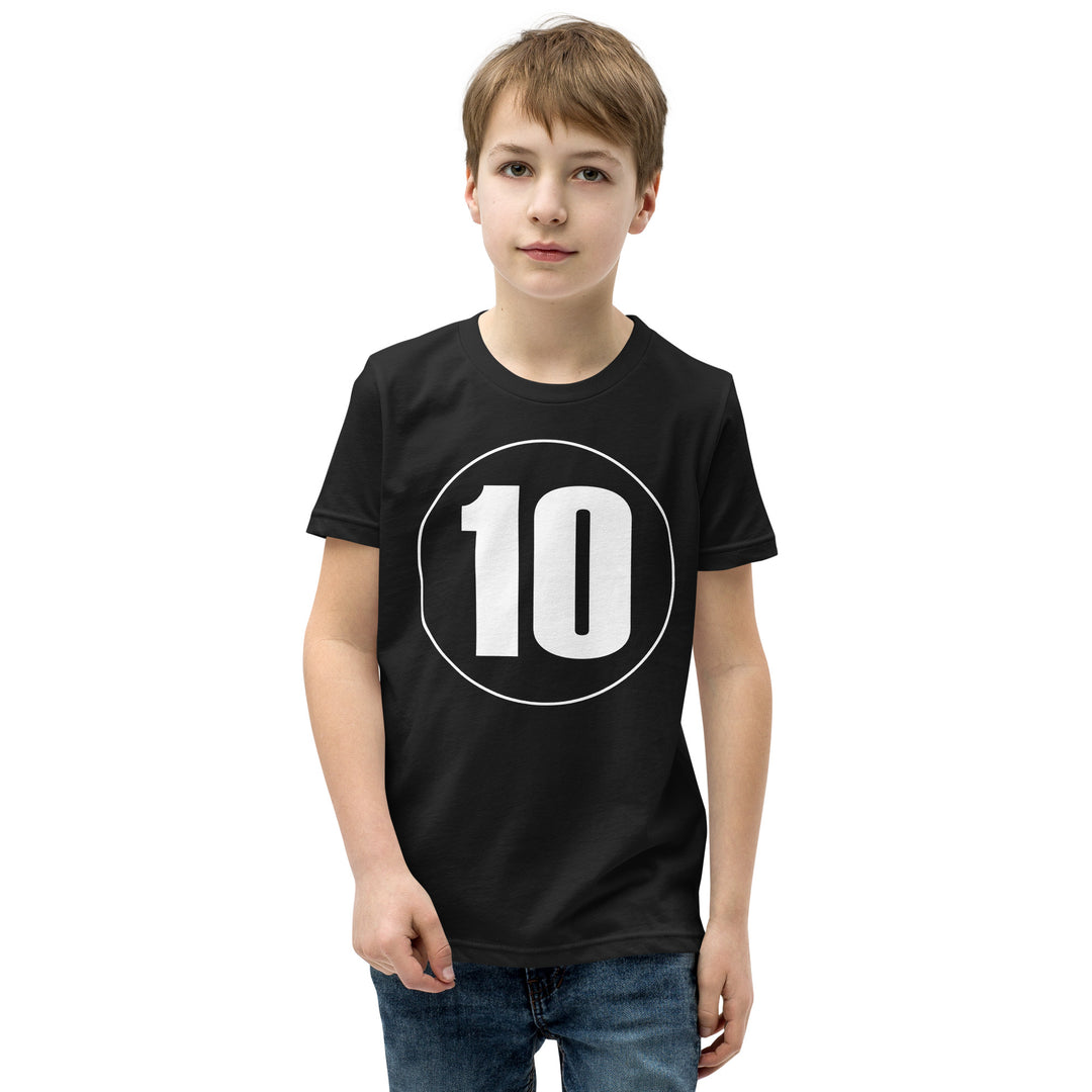 Youth Short Sleeve T-Shirt: White on Black 10