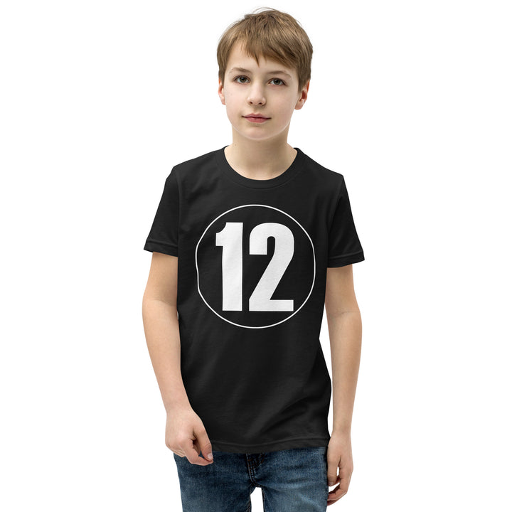 Youth Short Sleeve T-Shirt: White on Black 12