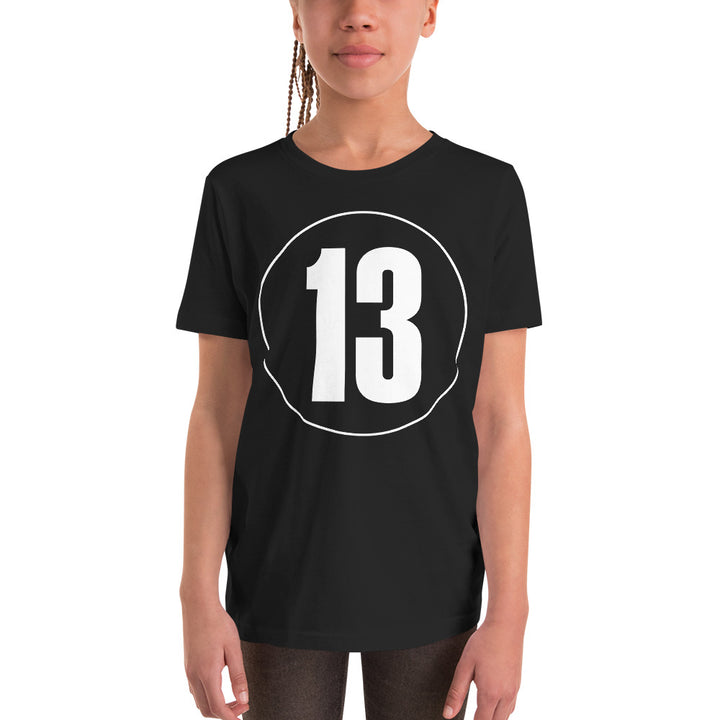 Youth Short Sleeve T-Shirt: White on Black 13