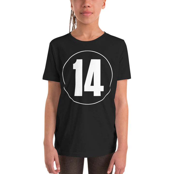 Youth Short Sleeve T-Shirt: White on Black 14