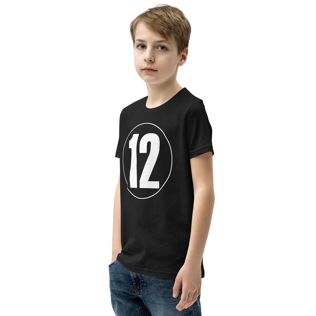 Youth Short Sleeve T-Shirt: White on Black 12