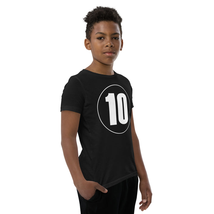 Youth Short Sleeve T-Shirt: White on Black 10