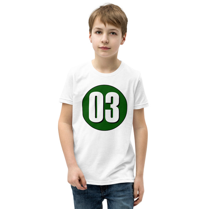 Youth Short Sleeve T-Shirt: White on Hunter Green 03