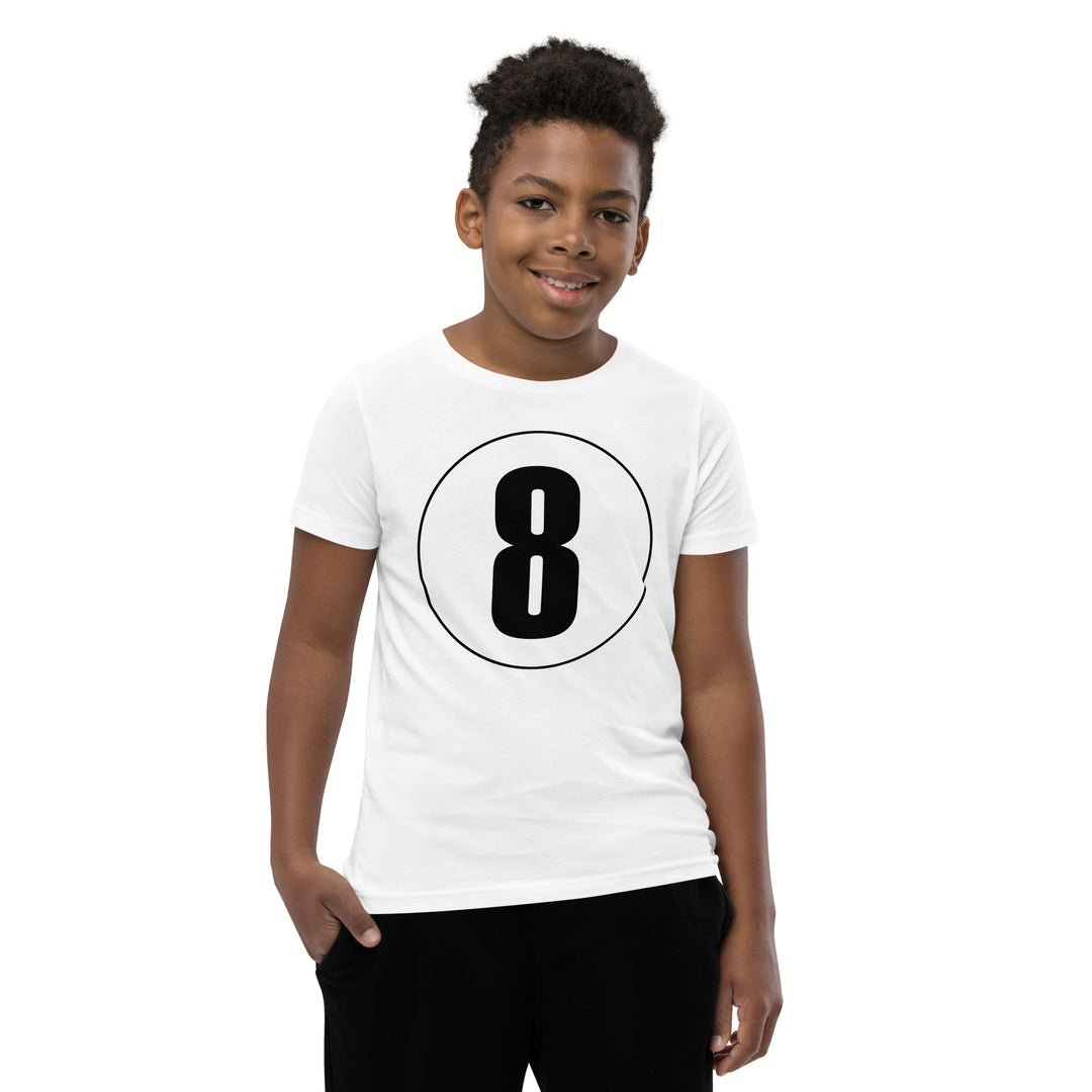 Youth Short Sleeve T-Shirt: Black on White 8