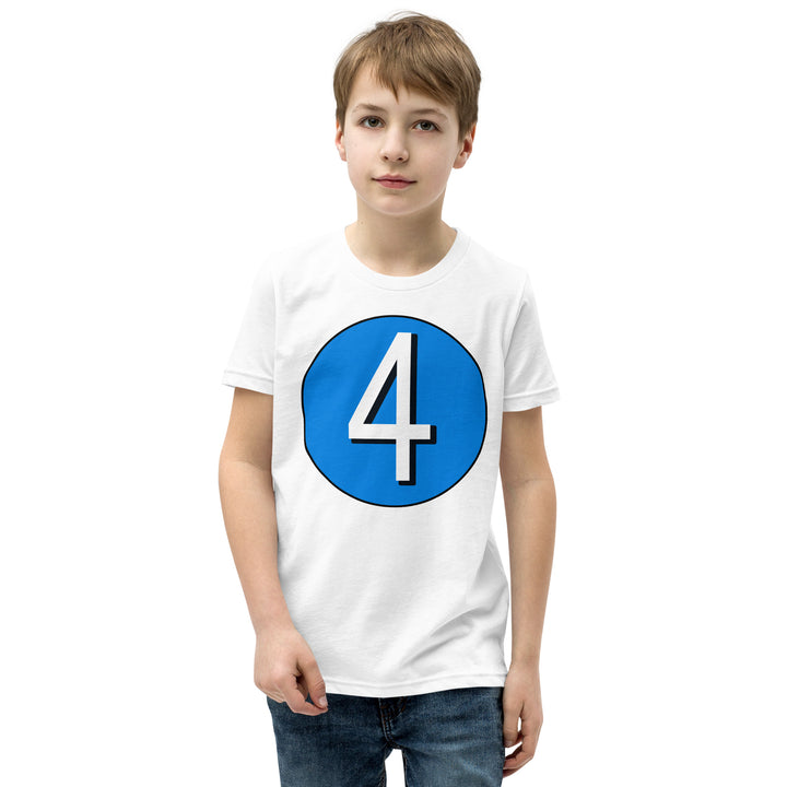 Youth Short Sleeve T-Shirt: White on Blue 4