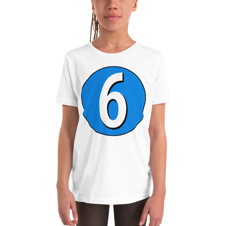 Youth Short Sleeve T-Shirt: White on Blue 6