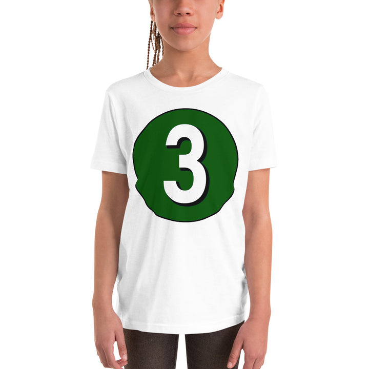 Youth Short Sleeve T-Shirt: White on Hunter Green 3