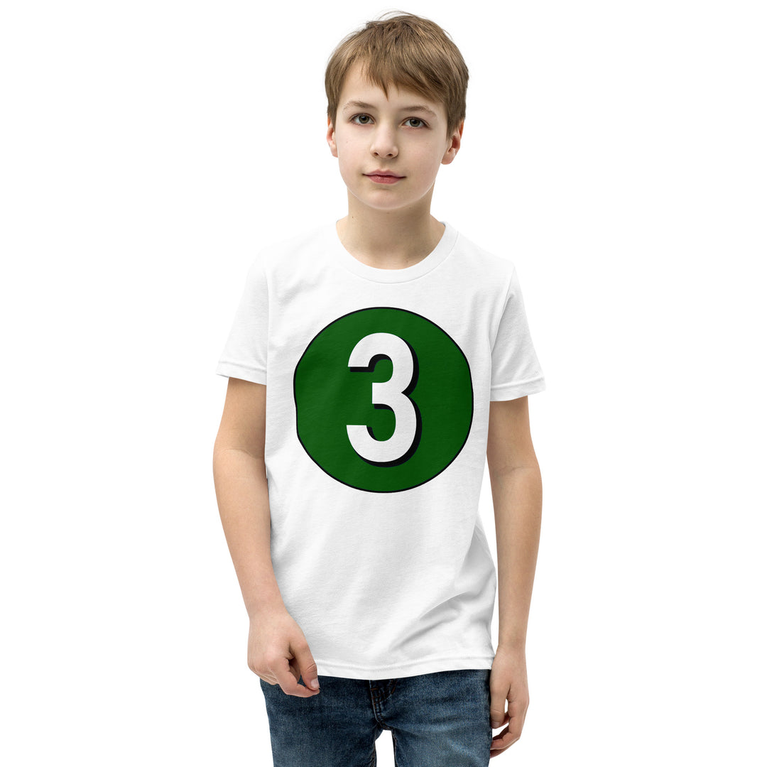 Youth Short Sleeve T-Shirt: White on Hunter Green 3