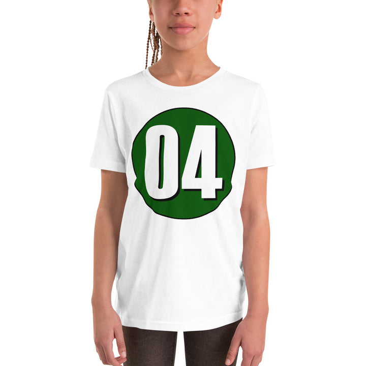 Youth Short Sleeve T-Shirt: White on Hunter Green 04