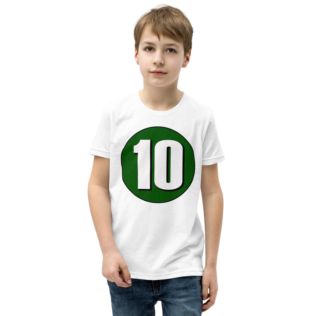 Youth Short Sleeve T-Shirt: White on Hunter Green 10