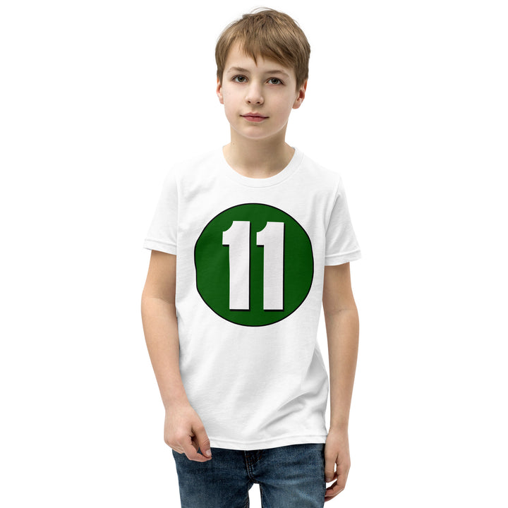 Youth Short Sleeve T-Shirt: White on Hunter Green 11