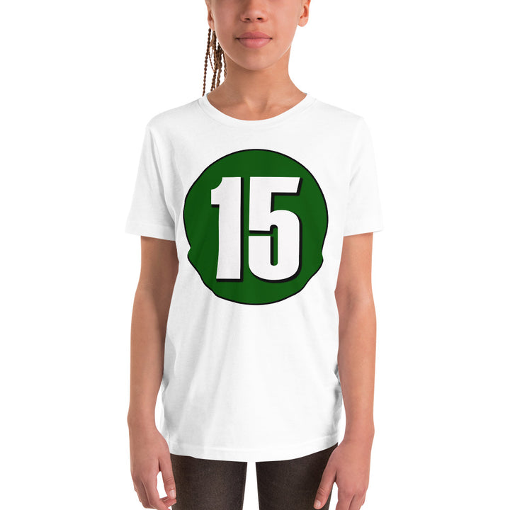 Youth Short Sleeve T-Shirt: White on Hunter Green 15