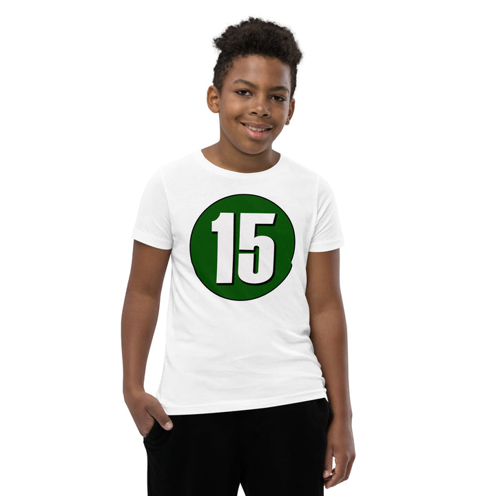 Youth Short Sleeve T-Shirt: White on Hunter Green 15