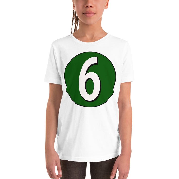 Youth Short Sleeve T-Shirt: White on Hunter Green 6