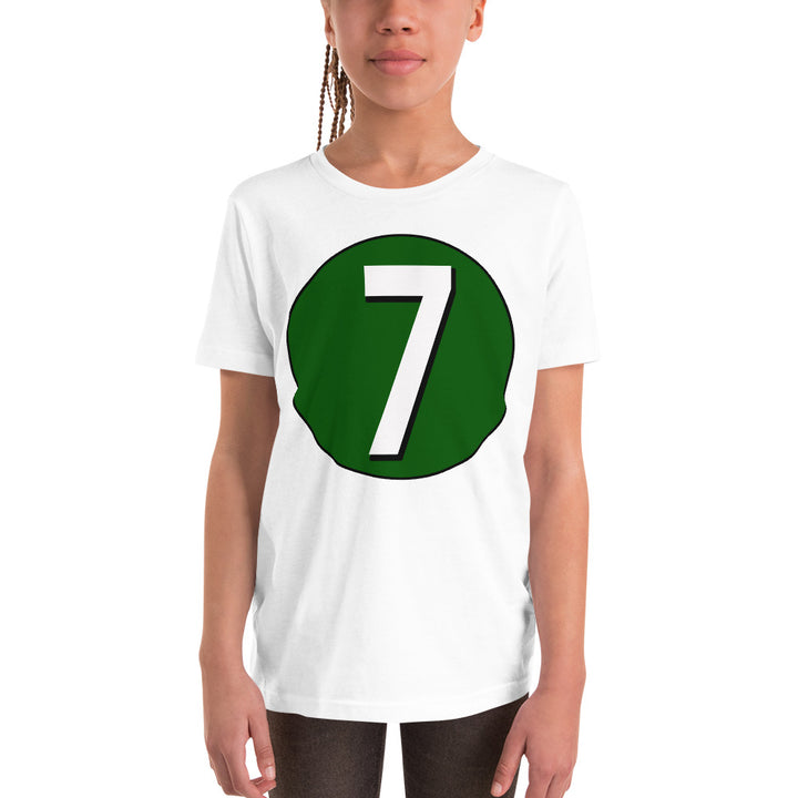 Youth Short Sleeve T-Shirt: White on Hunter Green 7